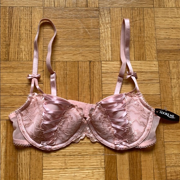 Adore Me pink lace up balconette Size 32B - Picture 4 of 4